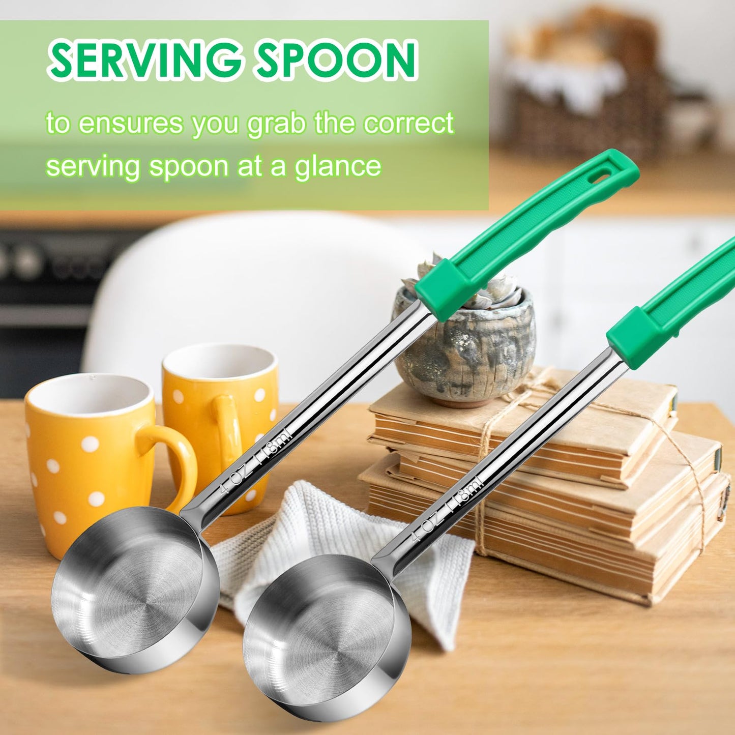 4 Ounce Solid Stainless Steel Portion Control Ladle Spoon - 4Pcs Pizza Sauce Serving Spoons Portion Ladle for Sauces, Perfect for Weight Watchers, Buffets, Parties