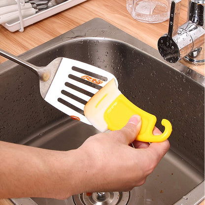 MXY Kitchen Silicone Spatula Pack of 1 PC for Dirty Fry Pan Dish Pot Washing Scraper Cleaning Brush