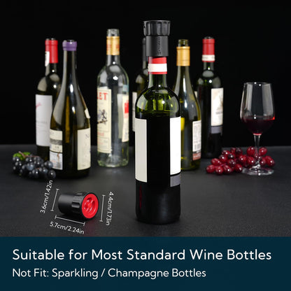 KITCHENDAO Magnetic Wine Stopper, Double-Layer Secure Seal with Date Marker, Twist -Lock Design Reusable Wine Bottle Stopper Sealer, Fits Most Wine Bottles Including Screw Top, Set of 2