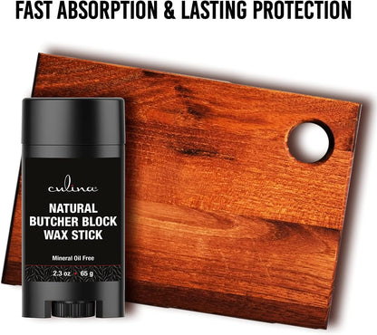 Culina Butcher Block Bamboo Conditioner Wax Stick, Best for Wood & Bamboo Conditioning, Does NOT Contain Mineral Oil