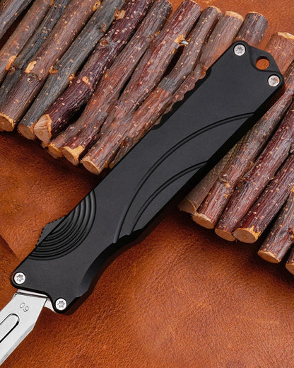 Ainhue AR385 Small Retractable Box Cutter EDC Pocket Scalpel Knife with 20pcs Carbon Steel Blades, Aluminum Alloy Handle, Precision Craft DIY Tool for Office Home Arts