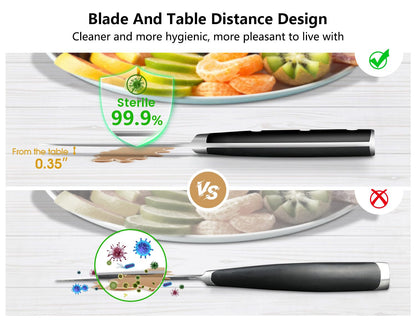 Paring Knife Set, 2PCS Small Kitchen Knives for Fruit, 3.8 Inch Fruit Knives and 2.75 Inch Bird Beak Peeling Knife, Premium Germany Stainless Steel Ergonomic Handle, Elegant Black Ideal for Gift