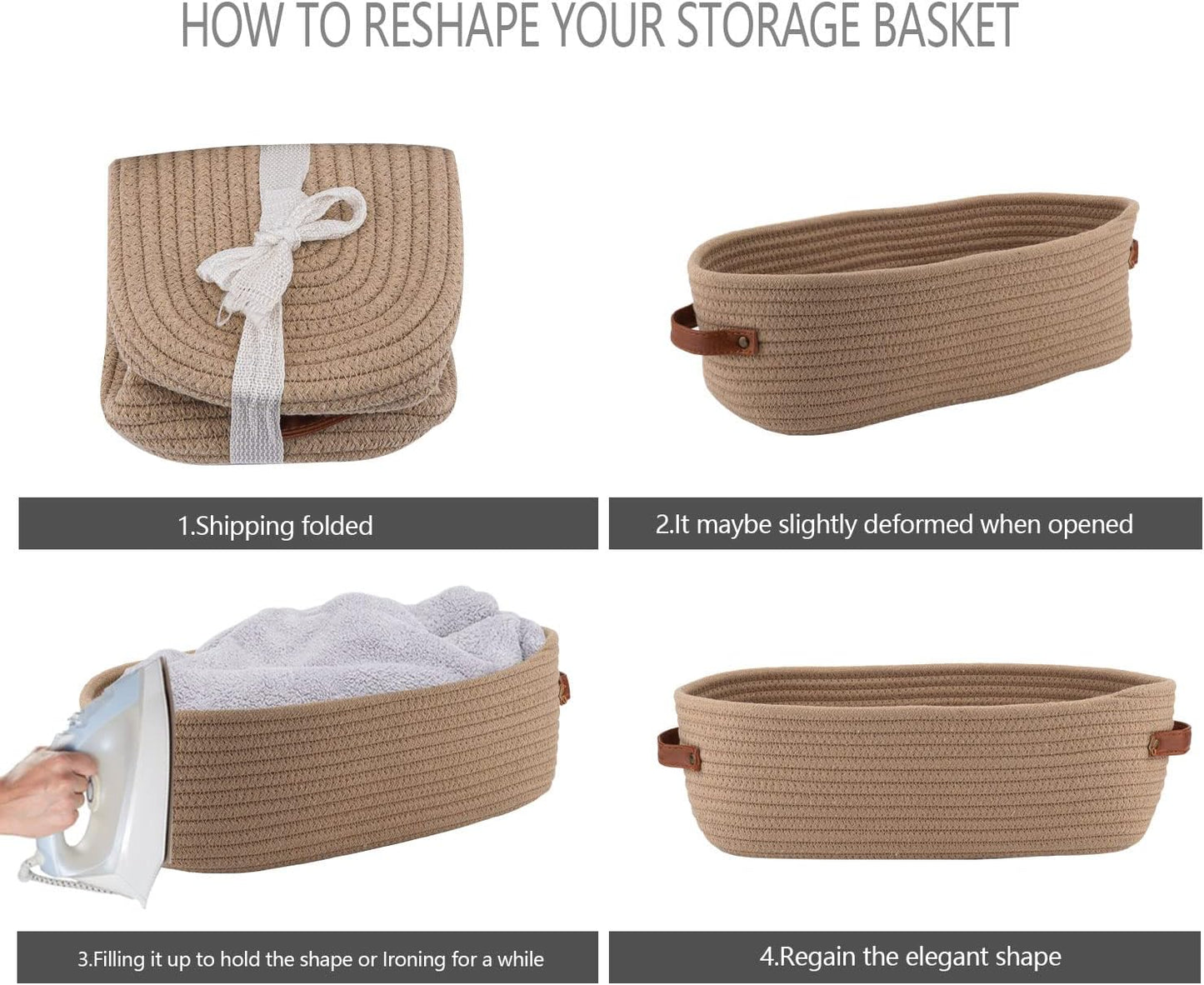 Boho Decor Storage Basket, Woven Decorative Basket for Organizing Countertop and Toilet Paper with Handle