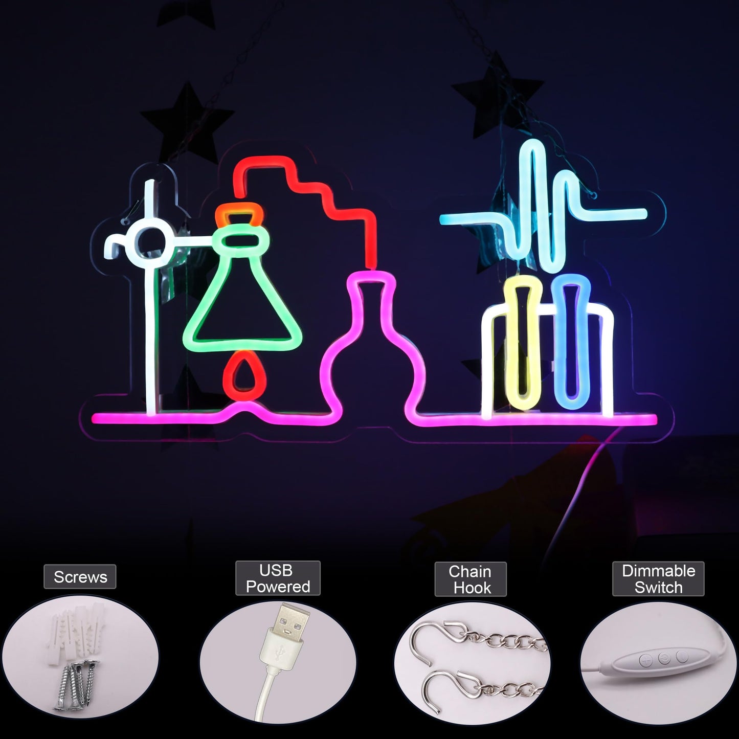 Science Neon Sign Chemical Testing Kit Neon Light for Chemical Classroom Decor,Sturdy room decor,Student Gift,Teacher Gift,All Art