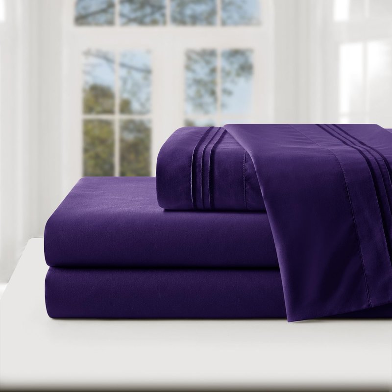 Manyshofu Extra Deep Pocket King Size Sheets - Hotel Luxury 1800 Thread Count Sheets & Pillowcases - Microfiber Bedding Set up to 24" Mattress - Purple Bed Sheets 18-24 Inch Deep Pockets - 4 Piece