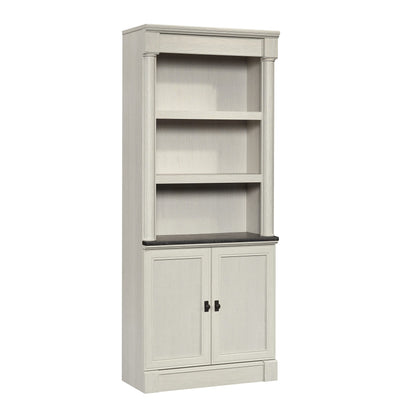 Sauder Palladia Book Shelf, Bookshelf with Storage, Library Bookcase with Doors and Adjustable Shelves, in Glacier Oak Finish