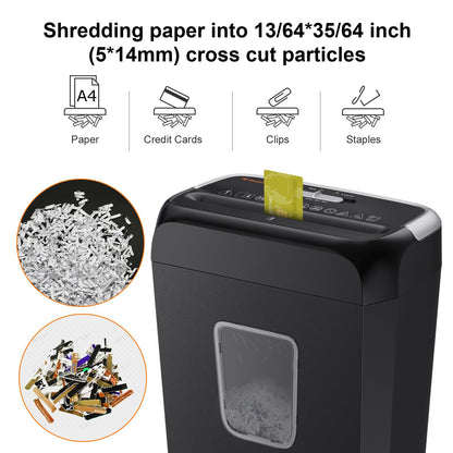 Bonsaii Paper Shredder for Home Use, 3.4 Gal Wastebasket, 6 Sheet Crosscut Paper Credit Cards, Staples, and Clips Shredder for Home Office Use, Portable Handle Design (C237-B New Version)