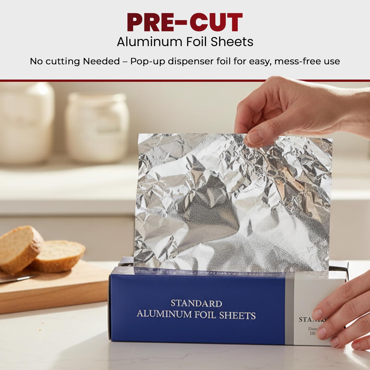 DHG PROFESSIONAL Aluminum Foil Sheets, 500 Count – 9" x 10.75" Pre-Cut Pop-Up Dispenser for Food Wrap, Sandwich Wrap, Hair Foils, Food Storage, Baking, Catering, Restaurant, Salon Use