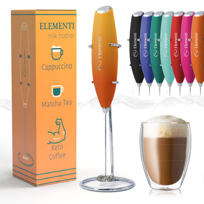 Elementi Portable Electric Milk Frother, Matcha Whisk, Milk Frother for Coffee Frother Electric Hand Blender, Mini Electric Whisk Small Hand Blender (Periwinkle)