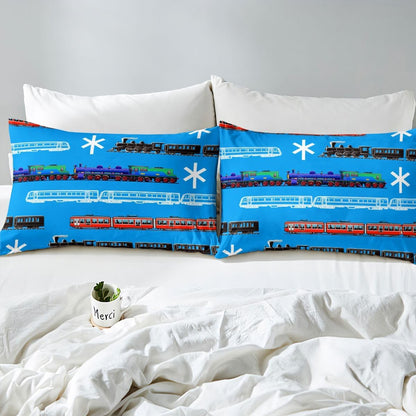 Set Set 4Pcs Feelyou Train Kids Boys Bed Sheets Retro Steam Engine Toddler Sheet for Teens Railway Track Transport Bed