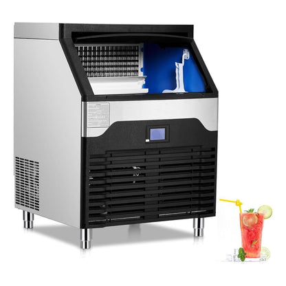 Commercial Ice Maker Machine, 260LBS/24h Stainless Steel Under Counter Ice Machine with 150LBS Ice Storage Capacity Freestanding Ice Machine