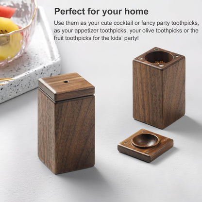 CRAFT KITTIES Toothpick Holder Dispenser,Walnut Toothpick Holder Container,Home Kitchen Restaurant Gift for Friend Family Wood Decoration(No toothpick)