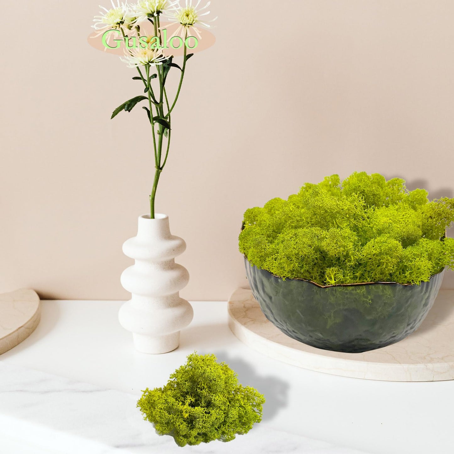 Gusaloo Preserved 5oz Moss Artificial Moss Natural Fresh Green Moss for Craft Handicraft Arts Floral Project Wall Decor Table Decor Wedding Centerpieces Garden Terrariums Decoration