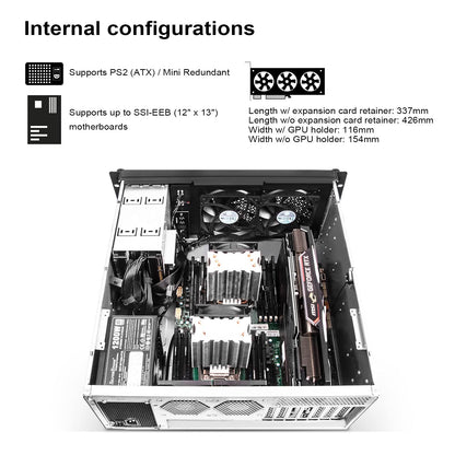 Silverstone RM42-502 4U rackmount Server Chassis with Liquid Cooling Compatibility, SST-RM42-502