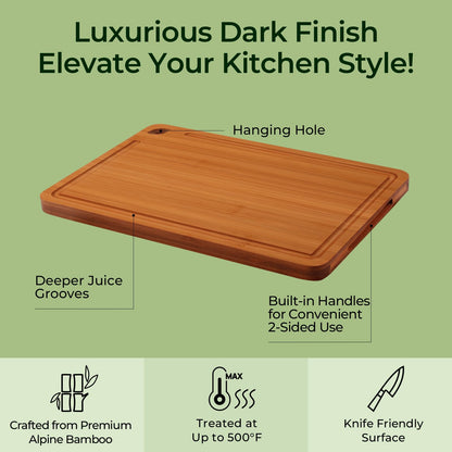 Keechee Wood Cutting Board, Carbonized Bamboo Cutting Boards Set With Smooth Surface & Easy Storage For Busy Kitchens, Ideal Charcuterie & Chopping, Durable, Knife-Friendly (4Pcs)