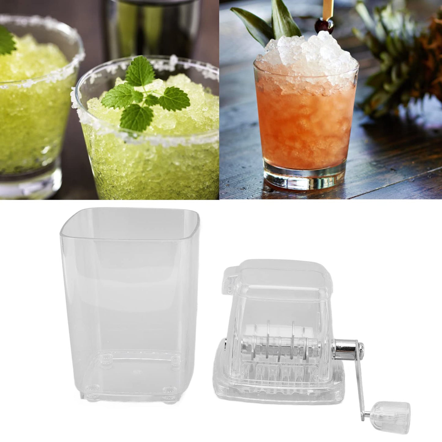 Tuzoo Hand Crank Operated Ice Crusher, Ice Shaver with Stainless Steel Blades, Manual Hand Crank Operated Ice Breaker for Fast