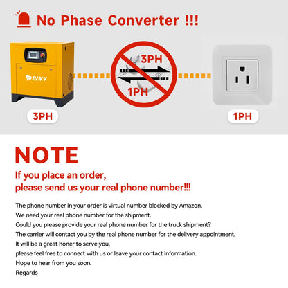 460V Universal Variable Frequency Motor Rotary Screw Air Compressor - 10HP/7.5KW Three-phase compatible - 39CFM@115PSI Base Mounted Commercial Air Compressed System