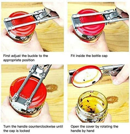 Master Opener Adjustable Jar & Bottle Opener, Multifunctional Stainless Steel Can Opener, Manual Kitchen Accessories