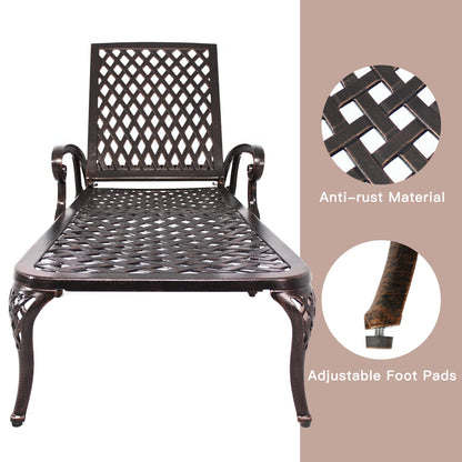 Villeston Chaise Lounges Outdoor - Lounge Chairs for Outside Pool Tanning Chair Adjustable Patio Reclining Cast Aluminum for Beach Yard, Antique Bronze