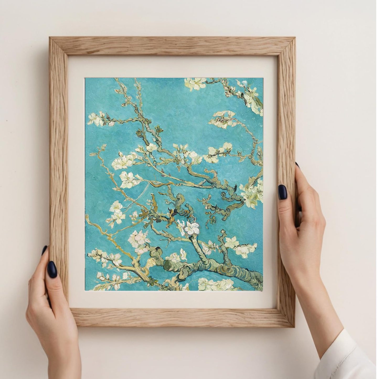 FUHYGU Diamond Painting Kit 9.8x11.8 Inches – Almond Blossom Inspired Painting, DIY Full Drill Diamond Art Kit for Adults, Classic Art Floral Wall Decor