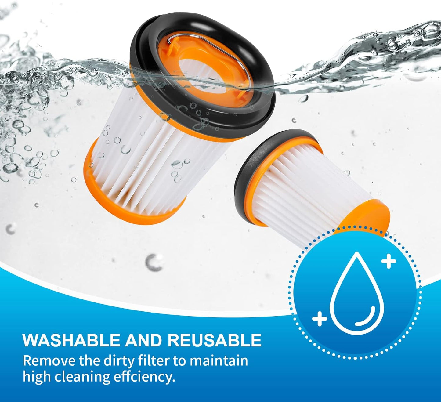 KEEPOW Wandvac Filter Replacement 3 Pack Compatible with Shark WANDVAC Handheld Vacuum WV201 WV200 WV205 WV220