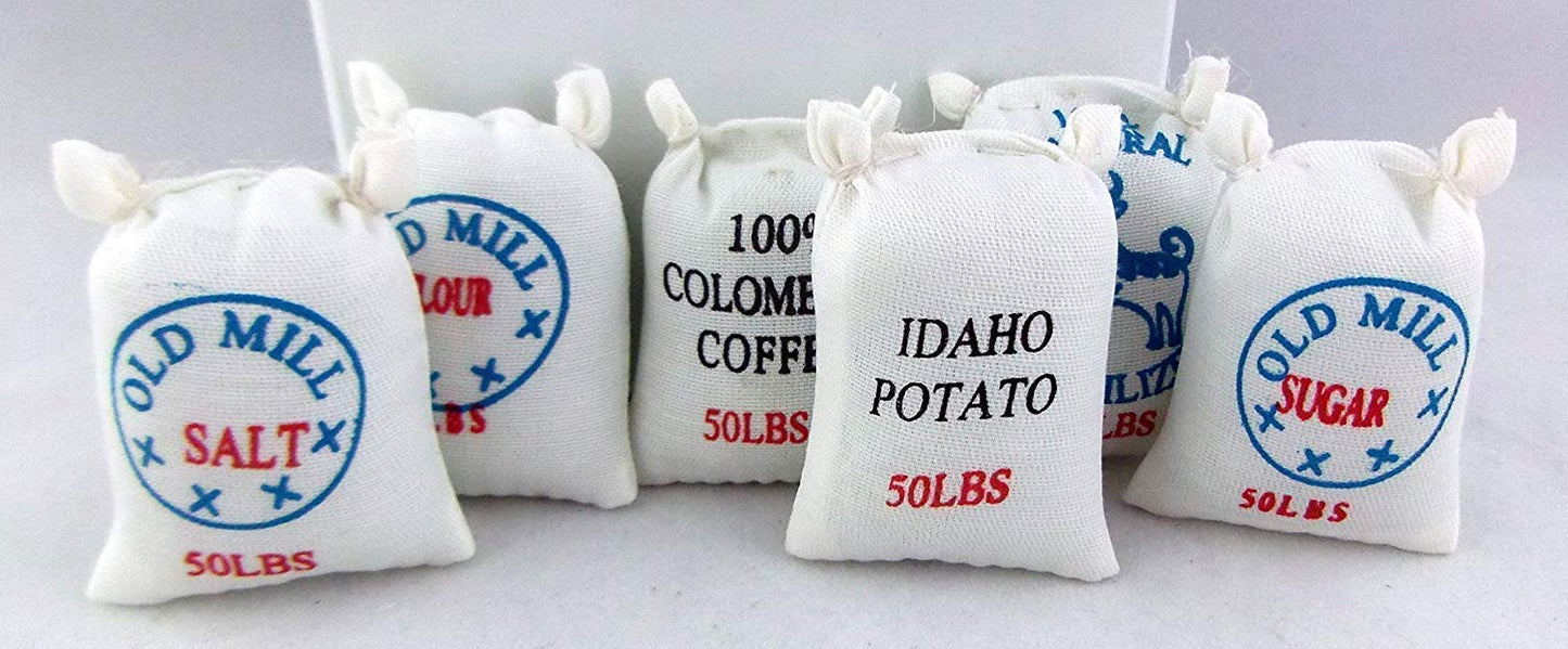 Dolls House Miniature Farm Shop Accessory Set of 6 Food Supply Sacks 2265