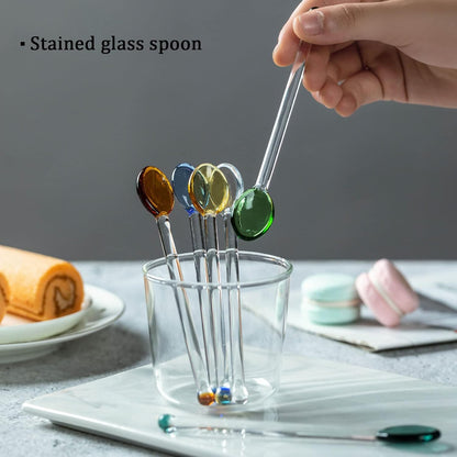 Generic 5Pcs Glass Stirring Spoons, Heat Resistant Mixing Rod for Coffee, Tea, Yogurt, Ice Cream