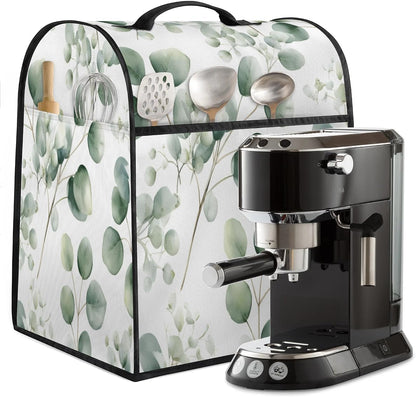 Large Eucalyptus Leaves Blender Cover, Waterproof Stand Dust Covers for Kitchen Mixer with Top Handle Pockets