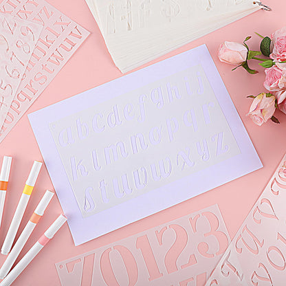 1/3, 1/2, 3/4, 1, 3/2, 2 Inch Letter Stencils for Painting,45 Pack Alphabet and Number Stencils for Crafts Reusable for Art Projects Scrapbook Home Decor