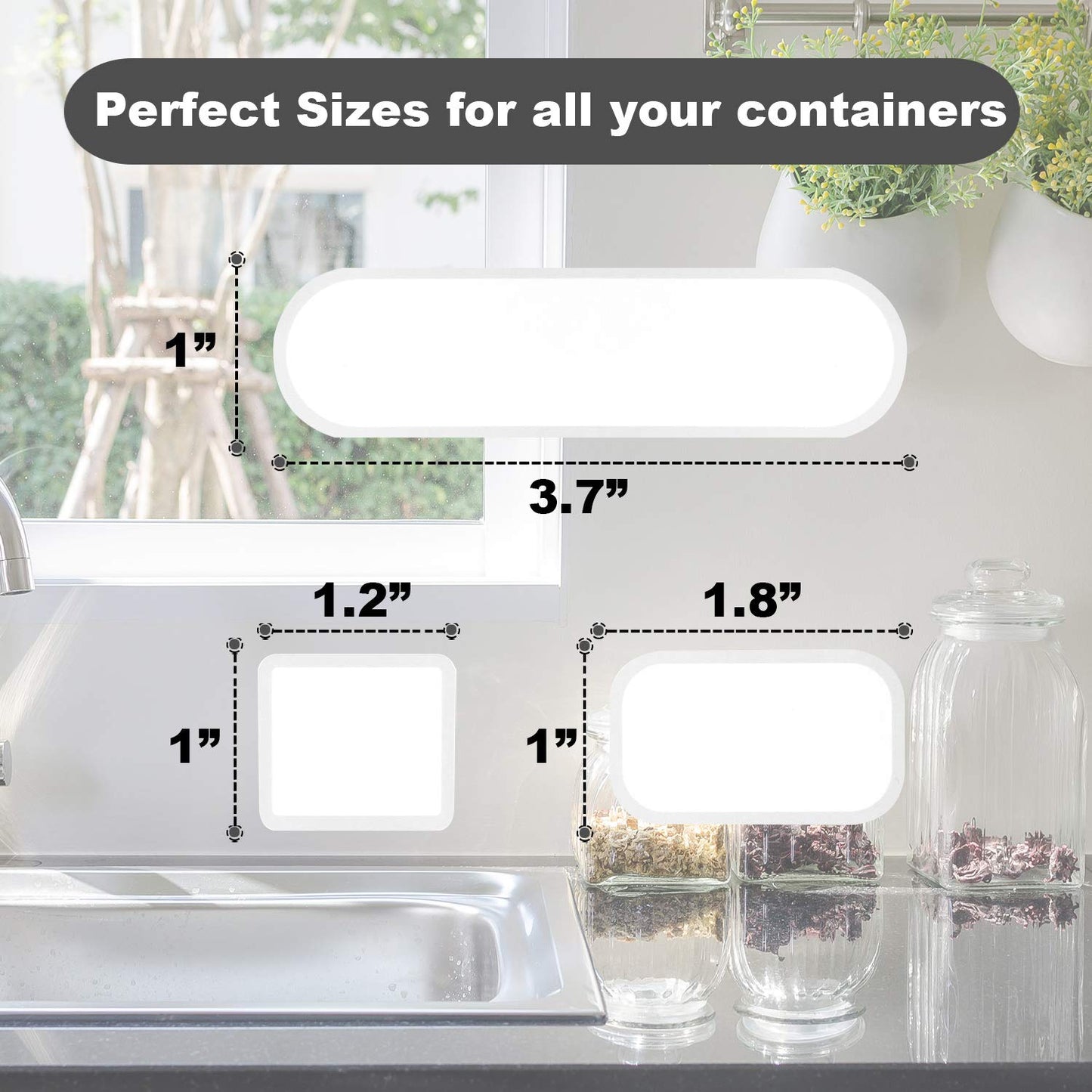 264 Pieces Removable Food Labels Stickers Waterproof Kitchen Labels for Food Storage, Home Organization with Marker Pen, 3 Sizes (Silver Side)