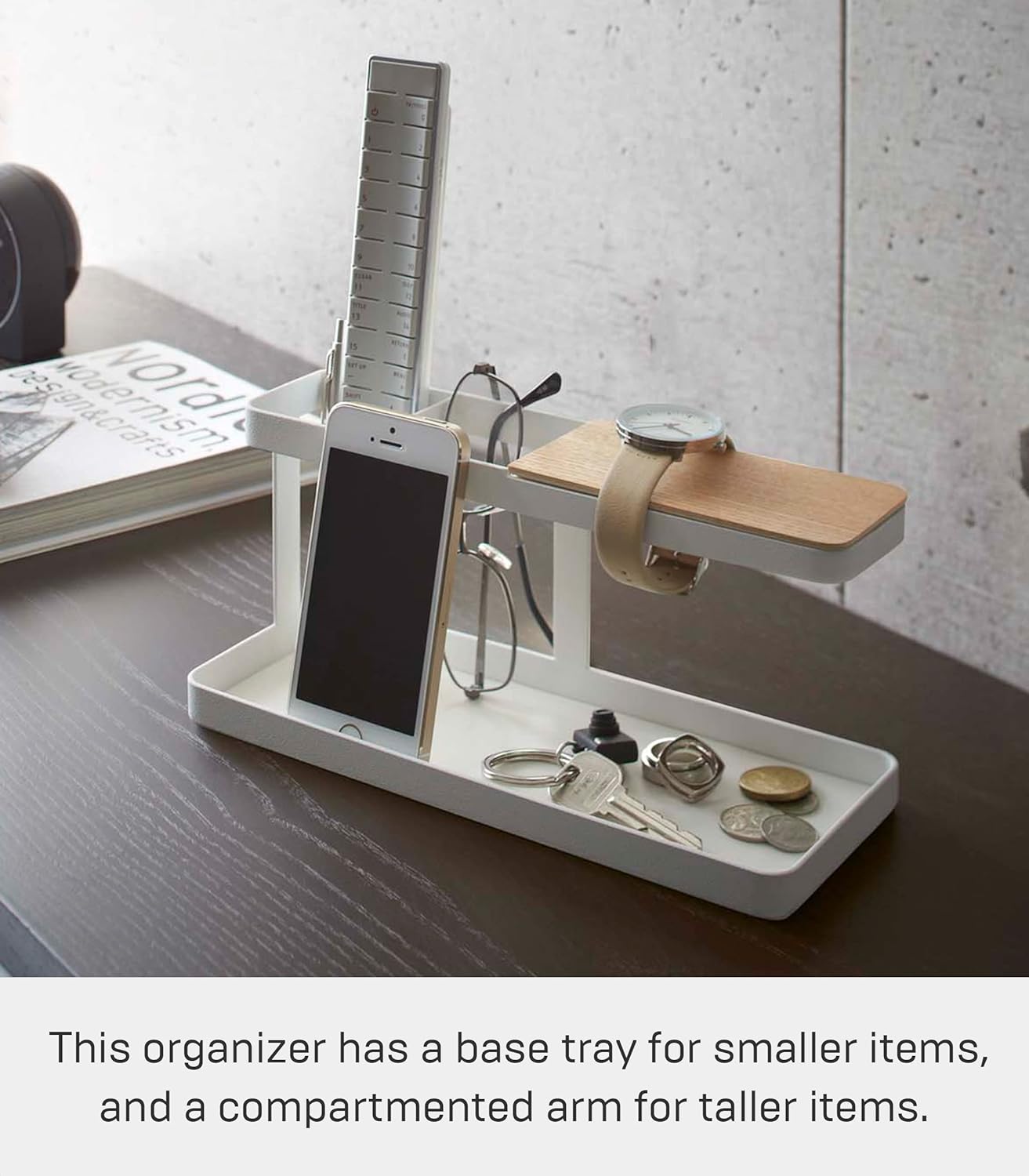 YAMAZAKI home Desk Bar-Wood & Steel Organizer - One Size, White (2299)