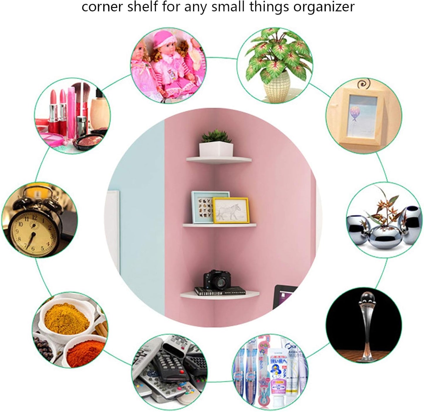 SISI 11 Inch Set 2 of Corner Wall Mounted Floating Shelf White,for Kitchen Room ,Living Room,Bathroom and Any Wall