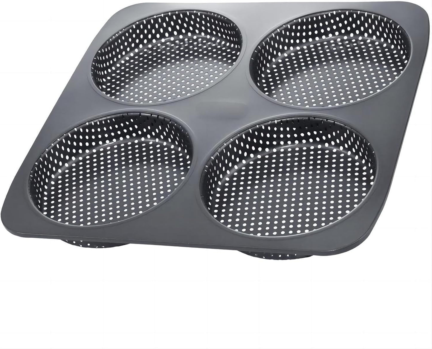 Hamburger Bun Pan, 5 Inch Non-Stick Carbon Steel Mold, 4 Cup Big Baking Pan for Homemade Buns