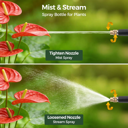 T4U 1/2 Gallon Pump Sprayer with Flexible Adjustable Nozzle, PP Hand Pump Pressure Sprayer with Built-in Measuring Cup for Home Garden Plant Care and Household Cleaning, Indoor & Outdoor Use