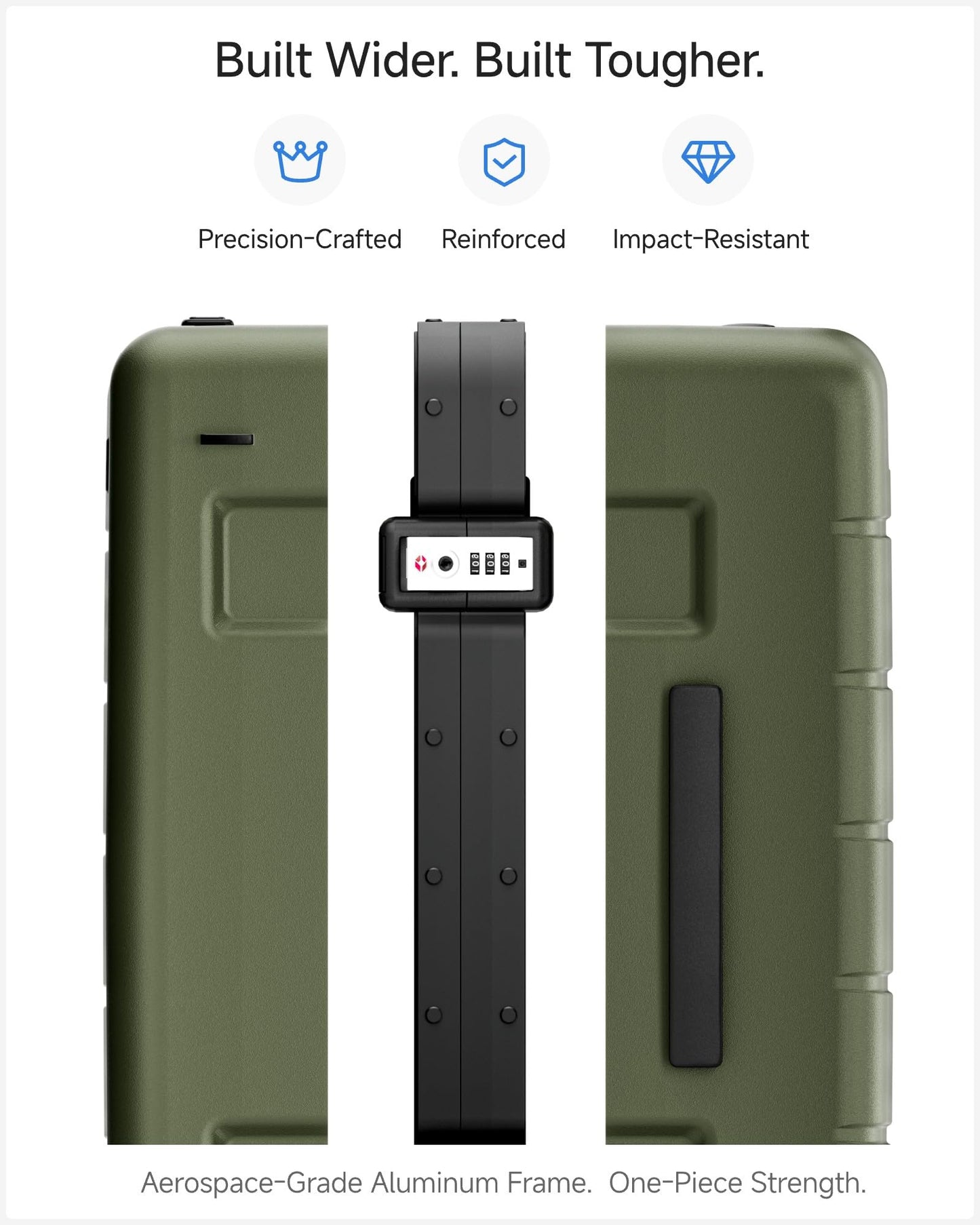 LUGGEX 21 Inch Zipperless Carry On Luggage - HUP Pro Front Opening Compartment Suitcase with Spinner Wheels, 38L Capacity, TSA Locks, Airline Approved for Business Travel(ZX-Pro, Olive Green)