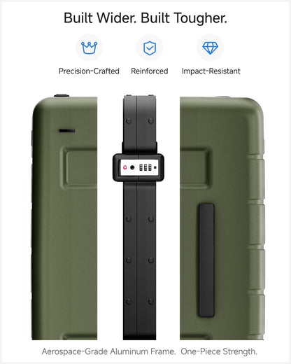 LUGGEX 21 Inch Zipperless Carry On Luggage - HUP Pro Front Opening Compartment Suitcase with Spinner Wheels, 38L Capacity, TSA Locks, Airline Approved for Business Travel(ZX-Pro, Olive Green)