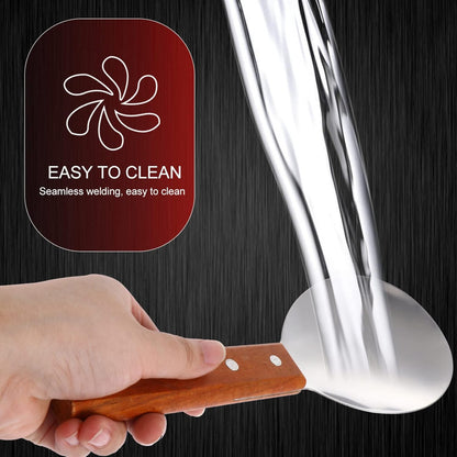 Rice Paddle Set, 4 Pcs Japanese Rice Spatula, Non-Stick Serving Spoon with Wood Handle for Home Kitchen