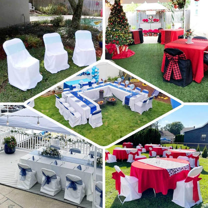 1 Set Efavormart Black Linen Polyester Folding Chair Covers for Dining Chairs Party Wedding Banquet Outdoor Event