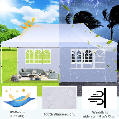 COBIZI Canopy 10x20 Pop Up Canopy Tent with Sidewalls, Waterproof Commercial Canopy Ez Outdoor Instant Gazebo UV Protection 50+ Event Shelter, Garden Tents for Parties with Sandbags, White