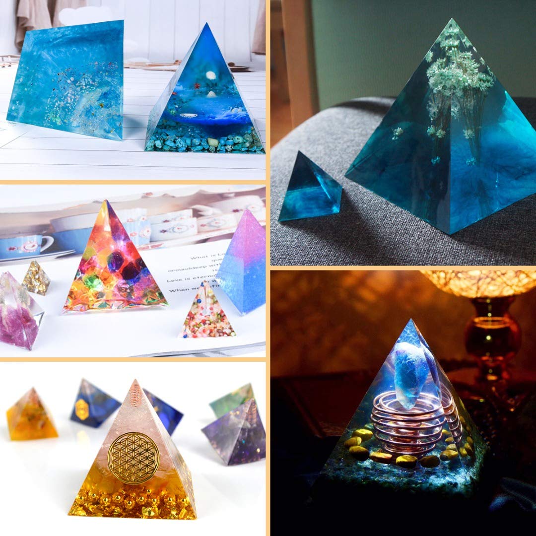 Mayitr 5pcs Silicone Pyramid Mold for DIY Crafts, 3D Reusable Silicone Mold | Perfect for Resin, Epoxy, Candle, Soap, Orgonite Making, Handmade Home Decor & Gifts