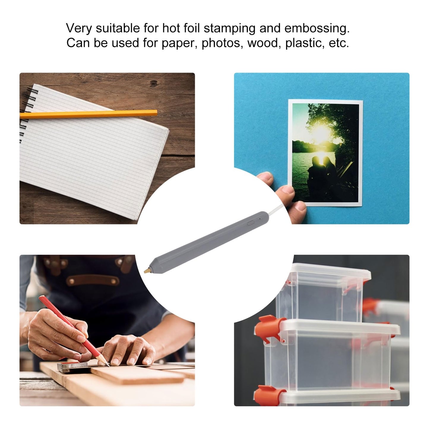 Foil Stamping Pen 4 Pack Different Tips Easy USB Power Supply Heat Foil Pen for Plastic