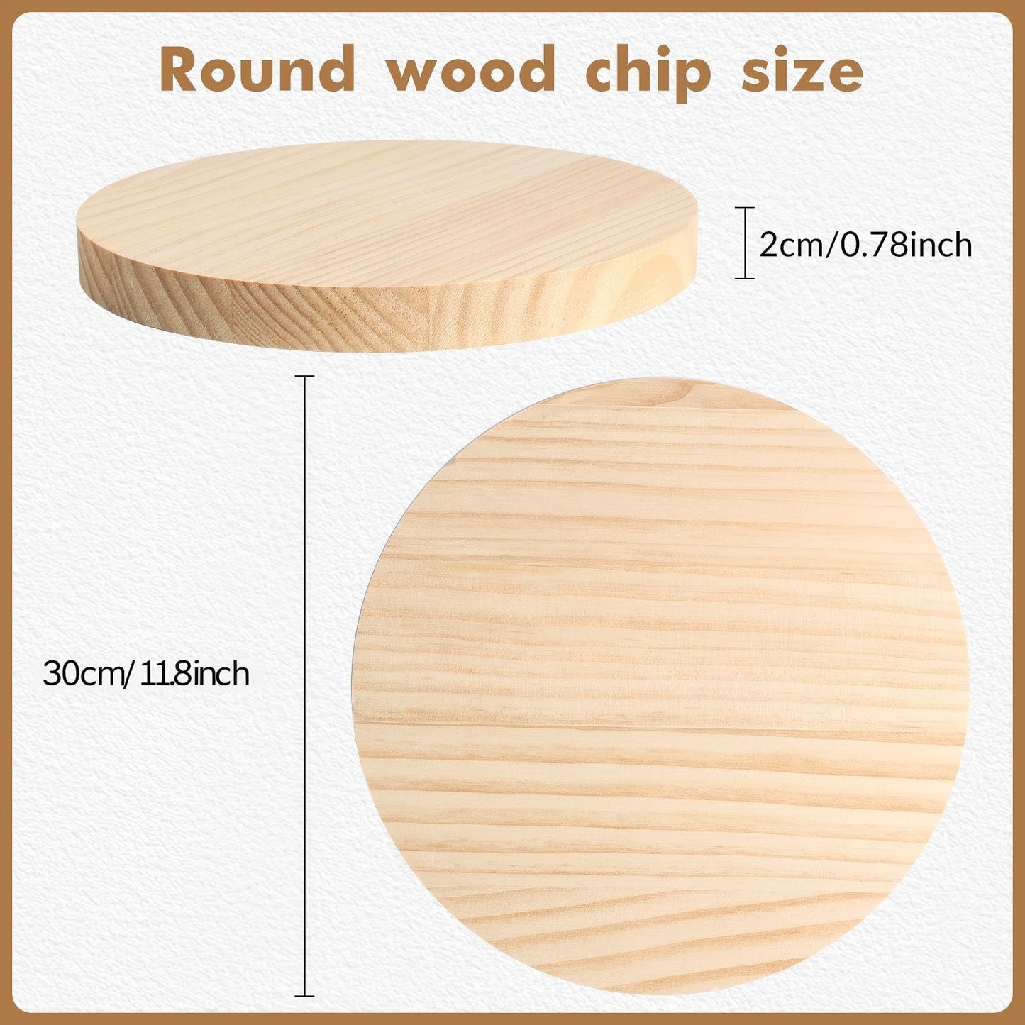 4 Pack 12 inch Round Wooden Plaque, 3/4 Inch Thick Unfinished Wooden Circle Plaque, Natural Pine Wood Coaster Base for Craft Projects, Sign, Painting, Woodcarving, Engraving