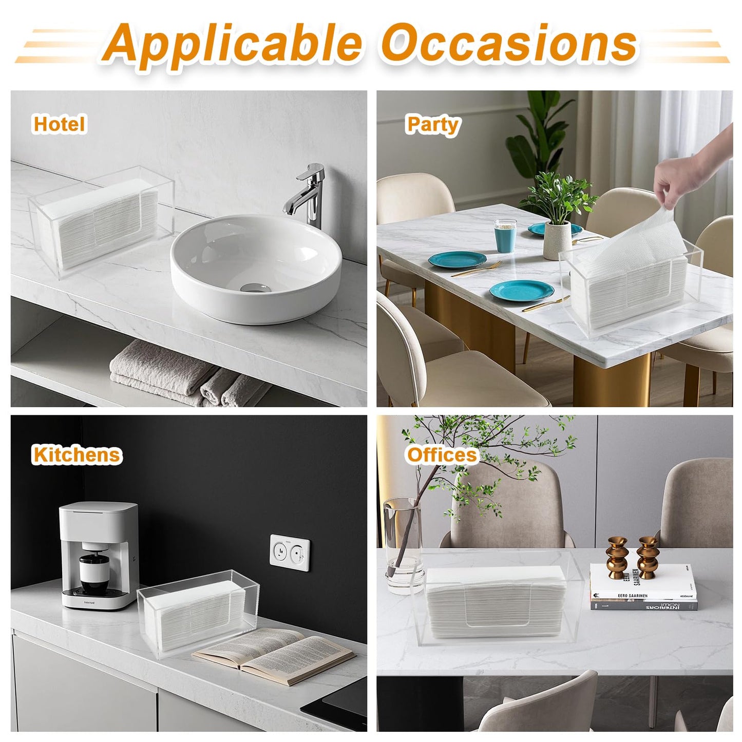 Acrylic Paper Towel Dispenser, Napkin Holder for Bathroom, Kitchen & Countertop – Paper Towel Holder Z-Fold/C-Fold/Multi-Fold Holder, Shatter-Resistant & Space-Saving (1)