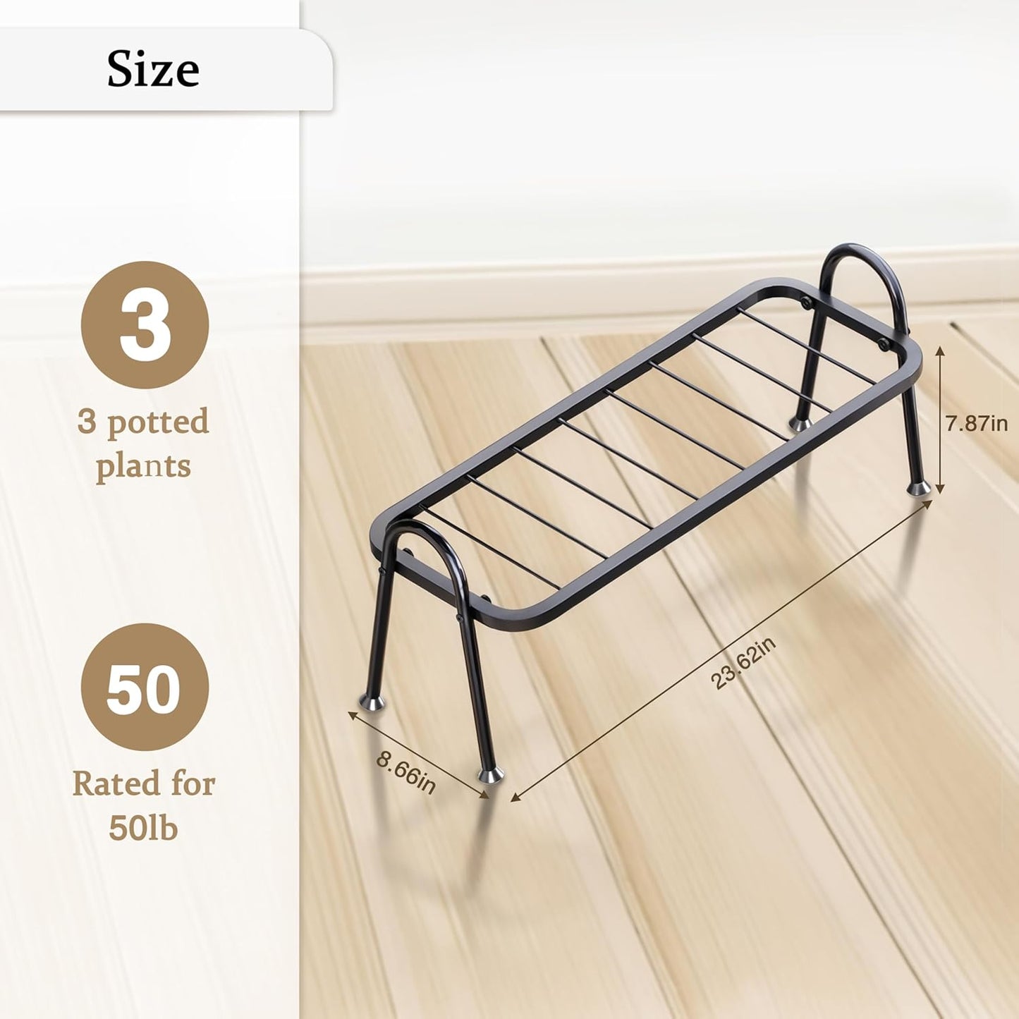 Josmimic 1-Tier Metal Plant Stand Indoor Outdoor, Heavy Duty Ladder Plant Shelf for Multiple Pots - Durable Flower