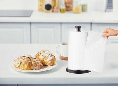 Black Standing Paper Towel Holder for Kitchen& Bathroom Countertop,Under Counter, Table Or BBQ, Standard or Jumbo-Sized Roll Paper (with Stainless Steel Base)