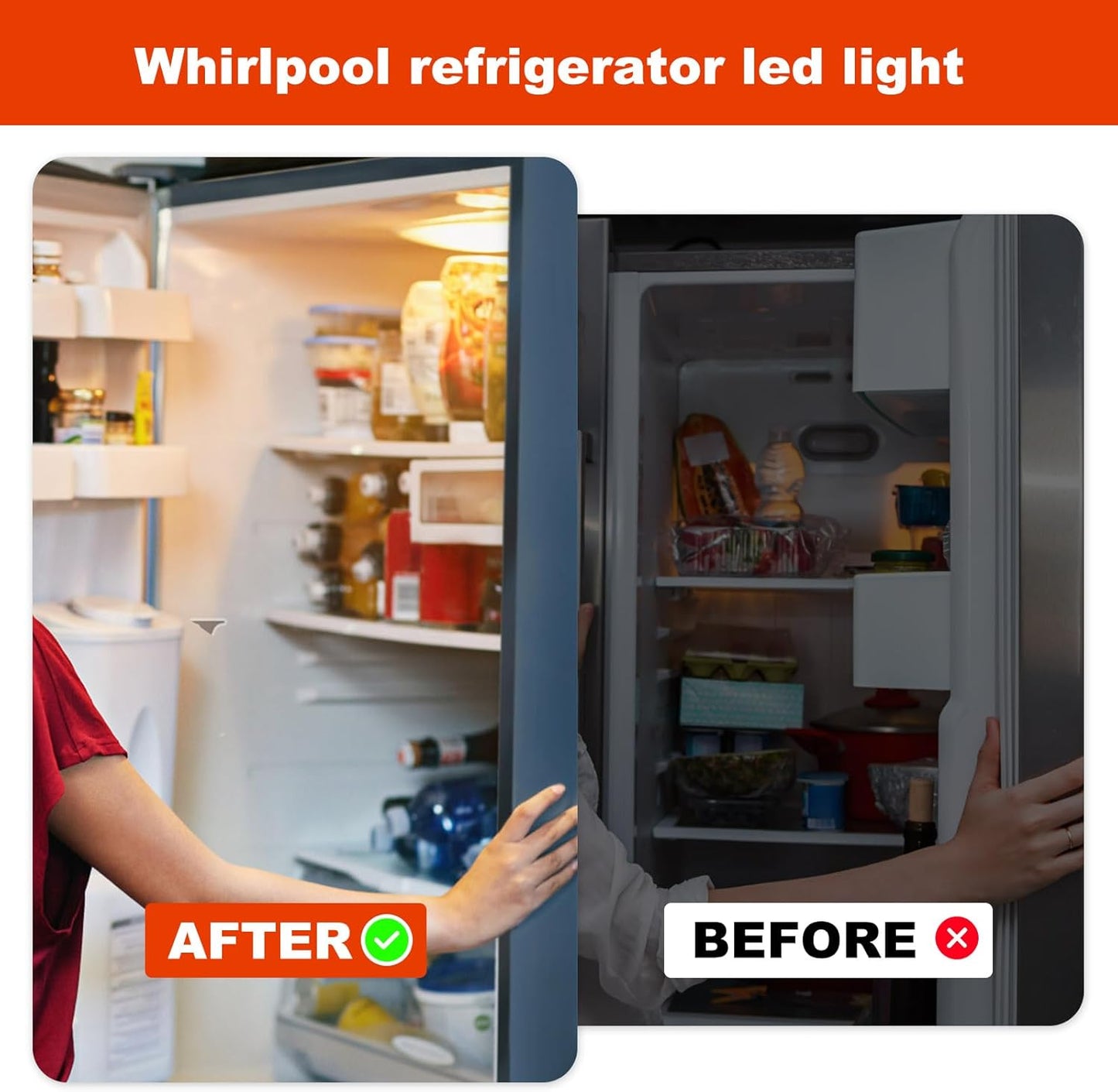 W11251749 Refrigerator Light Bulb Compatible with Whirlpool Kenmore Amana, Replaces W11449273 W11520324 W11468934