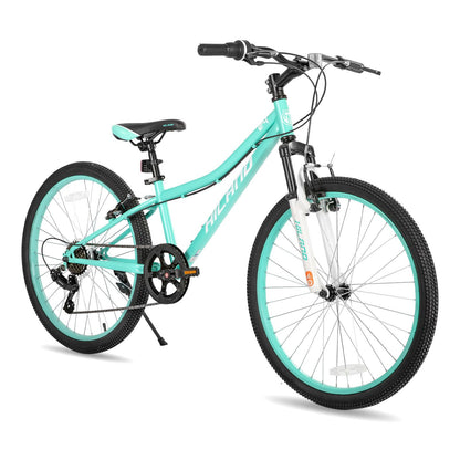 HH HILAND 24 Inch Mountain Bike for Kids Age 7-15 Year Old, Front Suspension Fork Kids' Bicycles for Boys Girls Mint Green