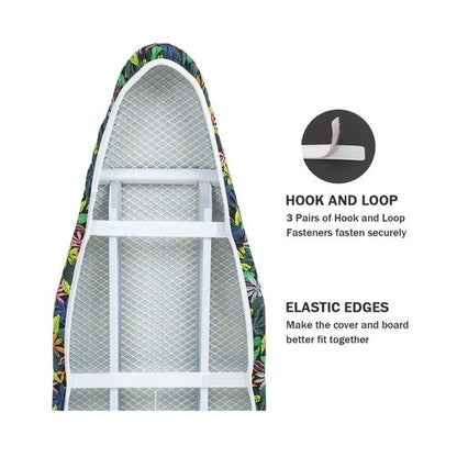 LCLW Ironing Board Cover and Pad Standard Size 15 x 54,3 Pairs of Hook and Loop Fastener Straps,Elastic Edges,Cotton Iron Board Cover with Scorch Resistant Thick Padding (Pattern C)