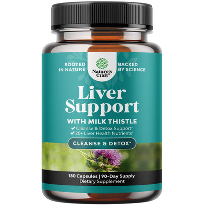 Liver Cleanse Detox & Repair 180 Capsules - Herbal Liver Support Milk Thistle Supplement - Silymarin Milk Thistle Supplements with Dandelion Root, Choline, Beetroot & Artichoke Extract