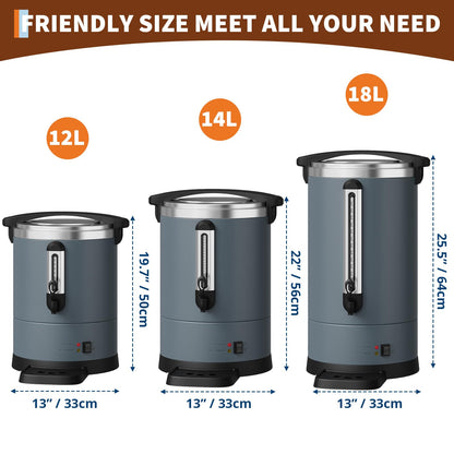 Garvee 14 L/100 Cups Coffee Urn-3.8 gal Double Wall Commerical Coffee Maker for Buffet Catering Wedding Gathering,Large Capacity Hot Coffee Dispenser,Stainless Steel Hot Water Urn-Grey
